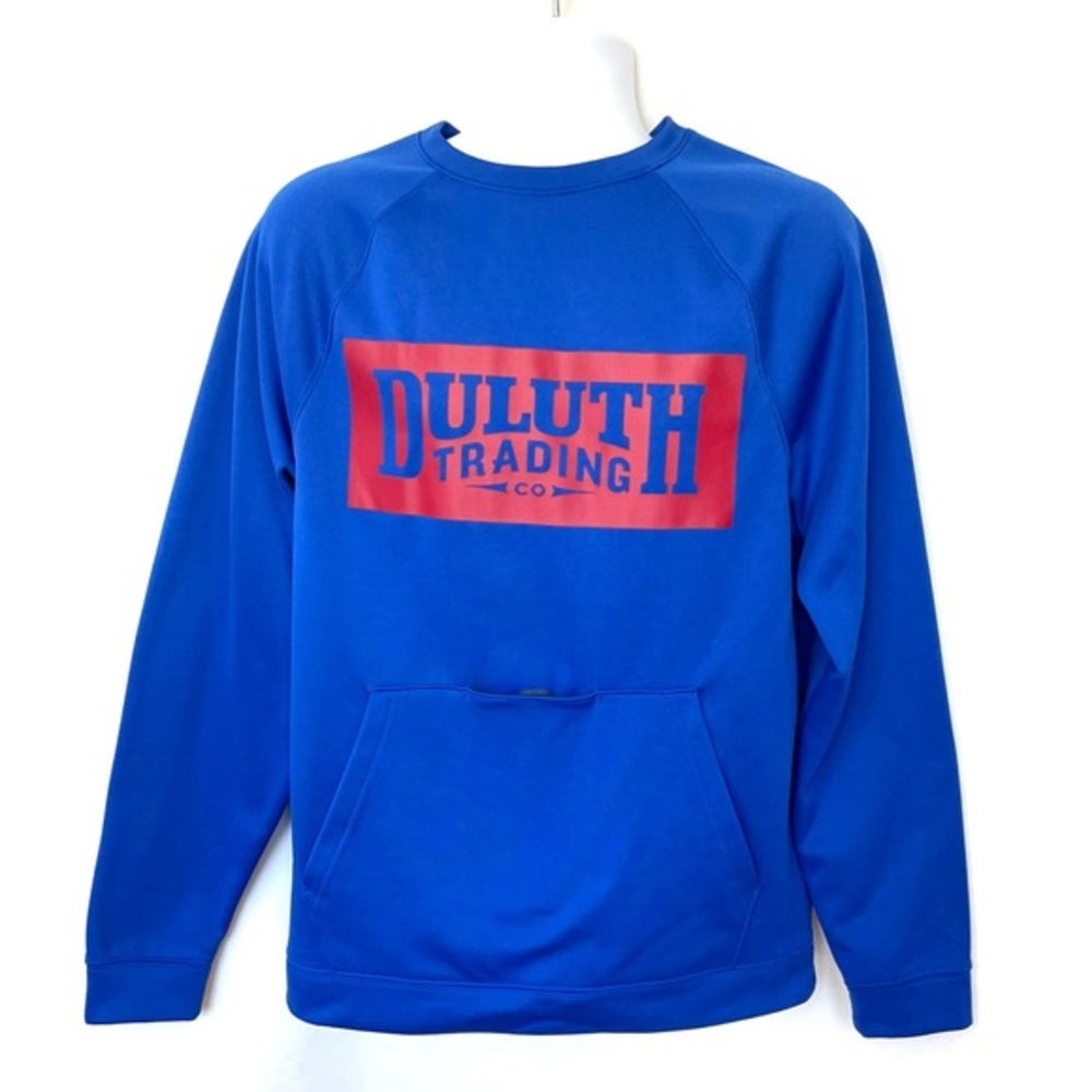 Duluth Trading Co Pullover Sweatshirt Mens S Blue‎ Logo Pocket Performance Crew